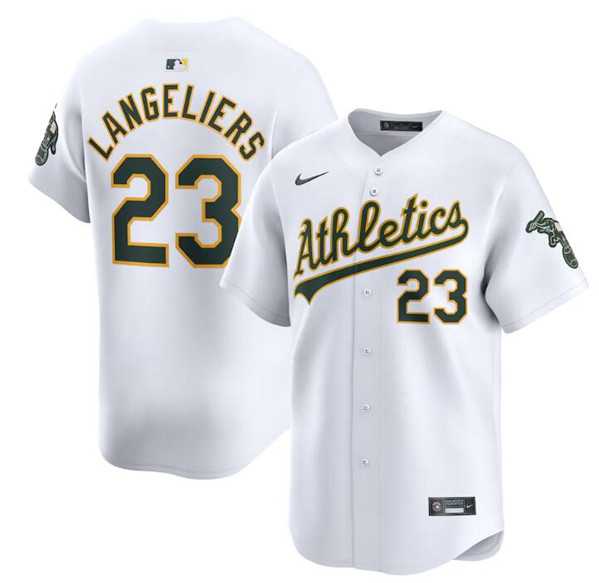 Mens Oakland Athletics #23 Shea Langeliers White Home Limited Stitched Jersey Dzhi->oakland athletics->MLB Jersey